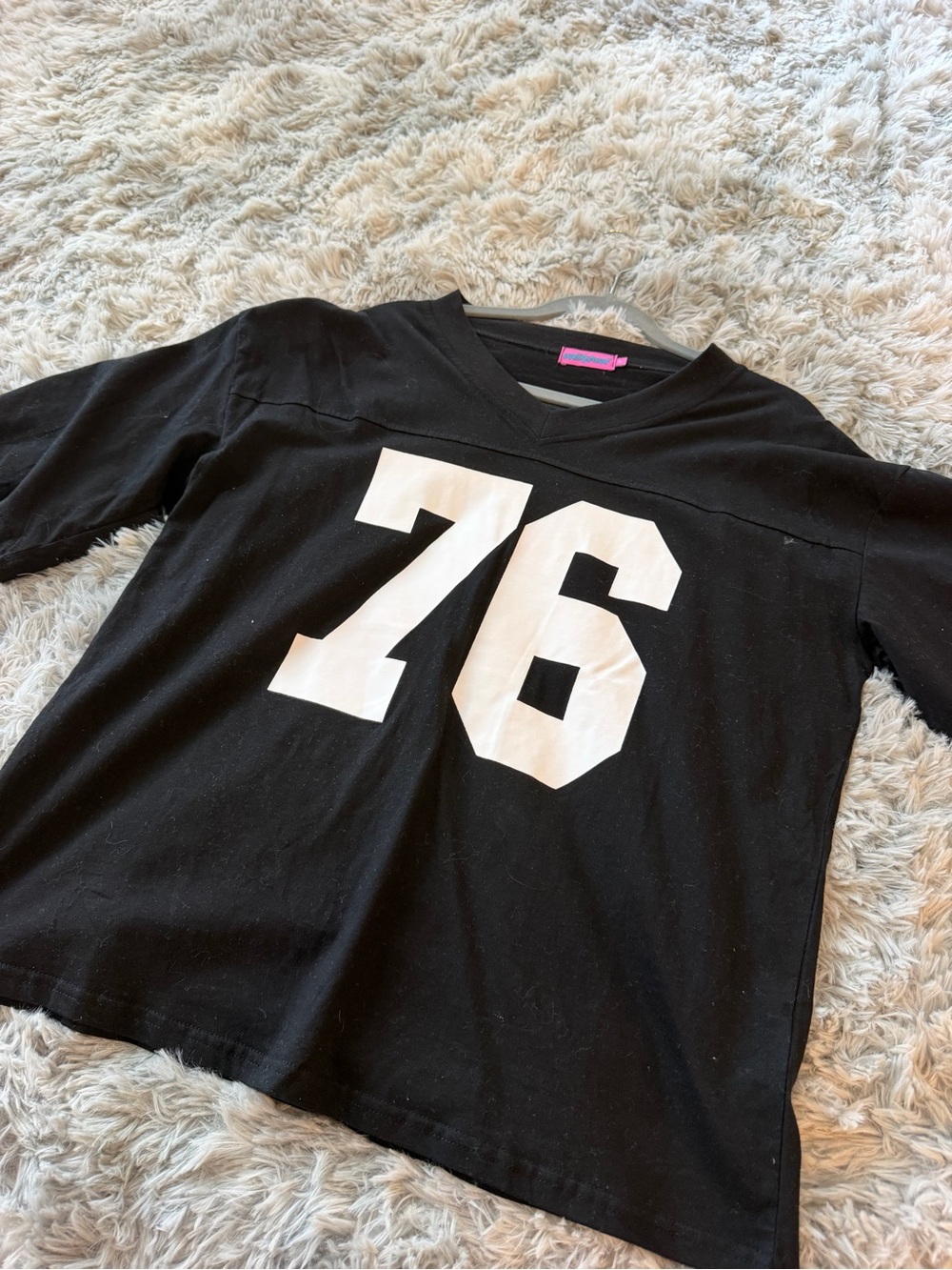 Edikted Black Short-Sleeve Tee with White '76' Graphic
